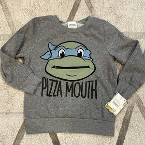 New With Tags Nickelodeon TMNT Leonardo Pizza Mouth Grey Sweatshirt Size 5T